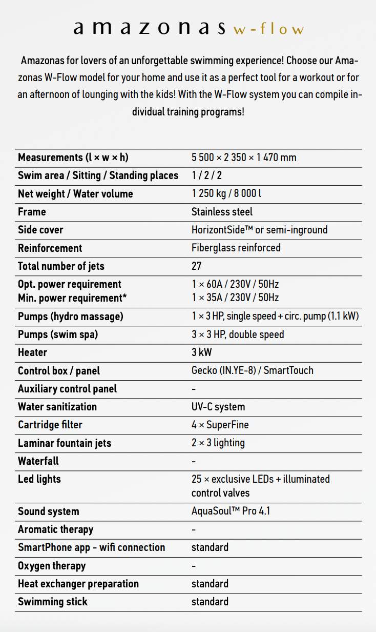Amazonas W-Flow Swim spa - Seropian Spas & Wellness
